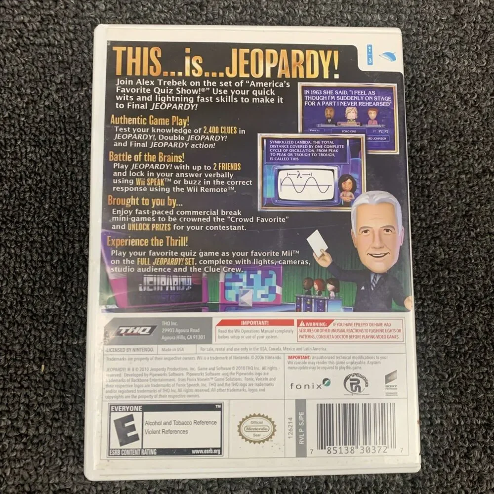 Jeopardy (Nintendo Wii, 2010) Complete Tested